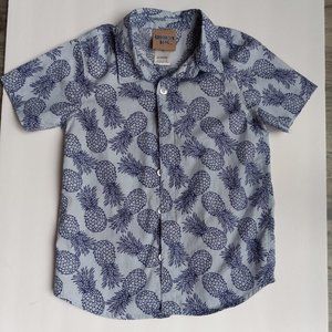 Brooklyn Boys Blue Pineapple Short-Sleeve Button-Up